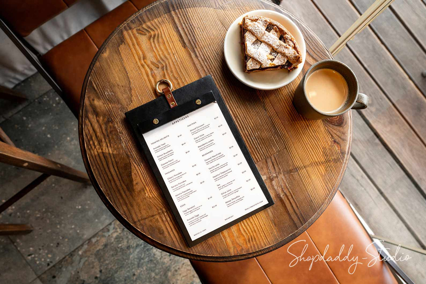 Custom Black Wooden Menu Board with Metal Ring for restaurant