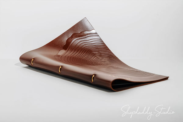 Custom Brown Leather Menu Folder with Golden Rings with logo
