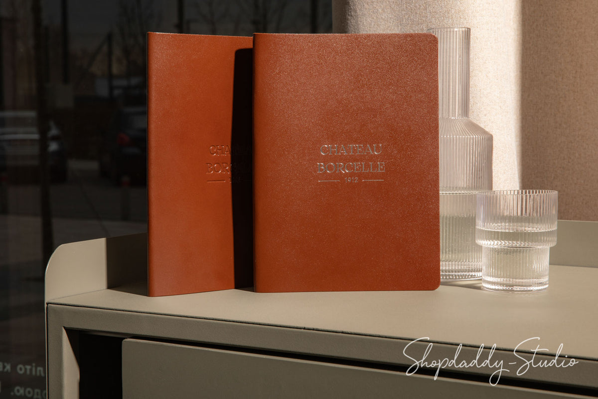 Custom Brown Thick Leather Menu Cover with Binder Clip