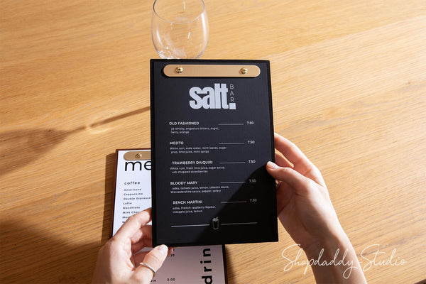 Custom Cocktail Menu holder for cafe bar