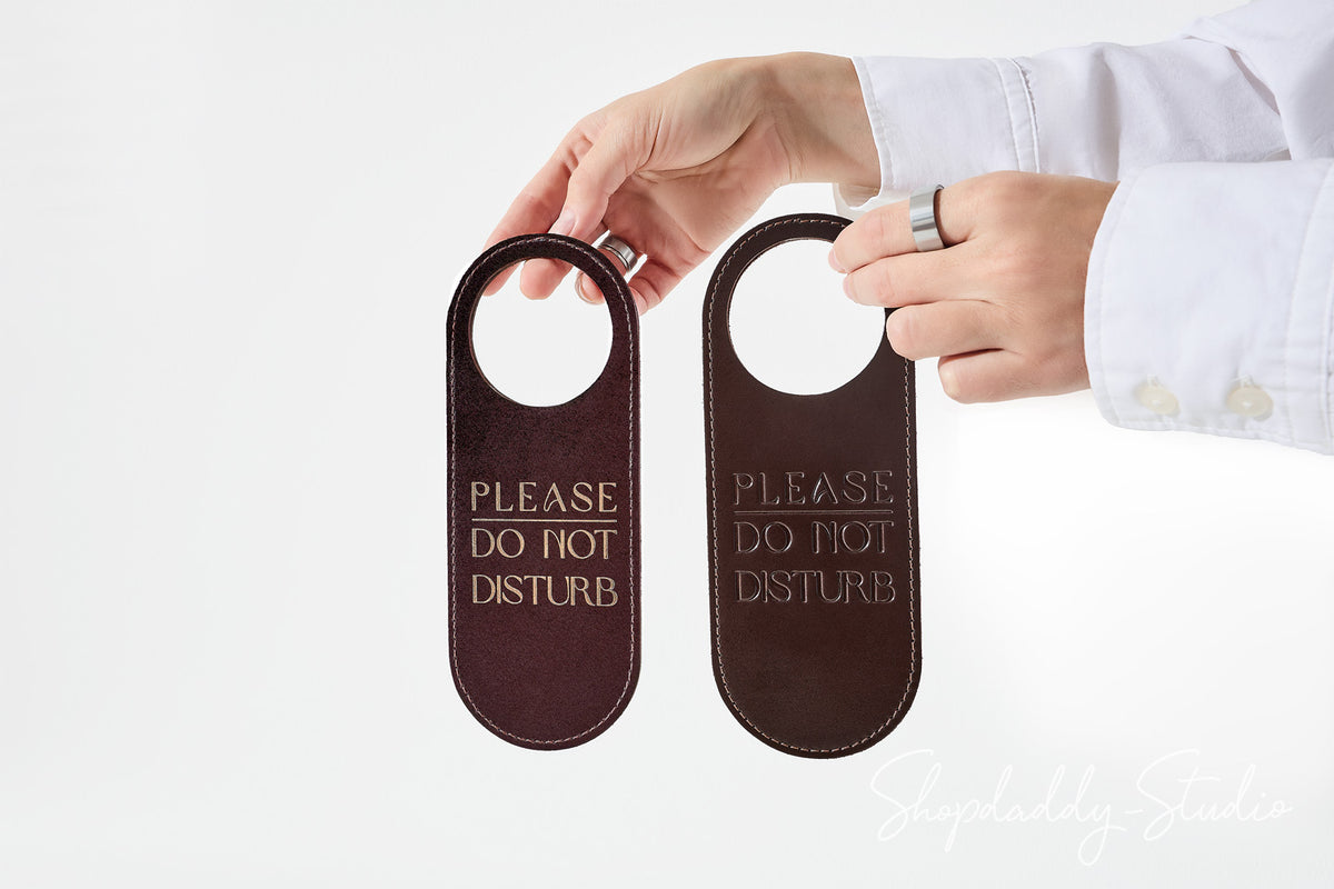 Custom Dark Brown Do Not Disturb Door Sign with gold logo