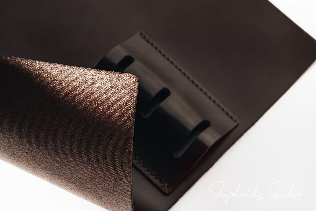 Custom Dark Brown Leather Dining Placemats with Built-In Spoon Fork and Knife Holder for restaurant