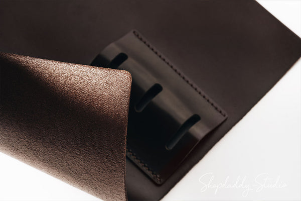 Custom Dark Brown Leather Dining Placemats with Built-In Spoon Fork and Knife Holder for restaurant