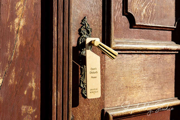 Custom Double-Sided Wooden Door Hanger for hospitality