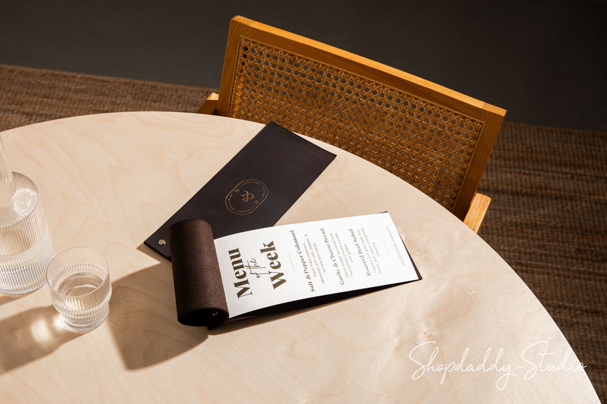 Custom Double Leather Menu Cover on Screws