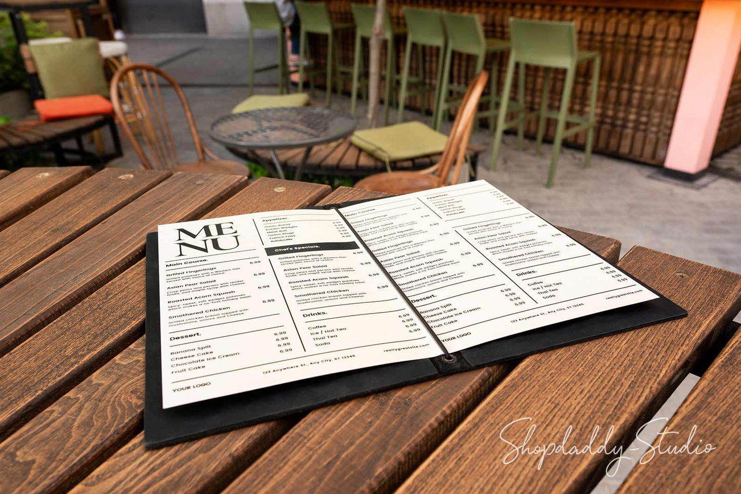 Custom Double Leather Menu Cover with Elastic Band