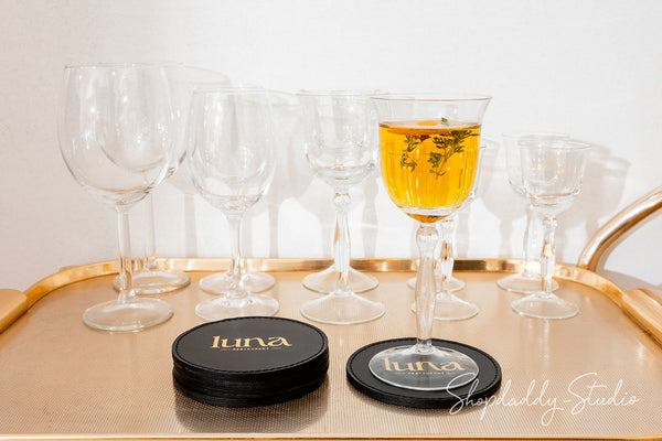 Custom Doule Leather Coasters with Stitching for Restaurant