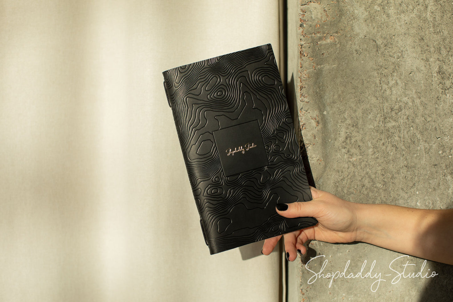 Custom Embossed Menu Holder black