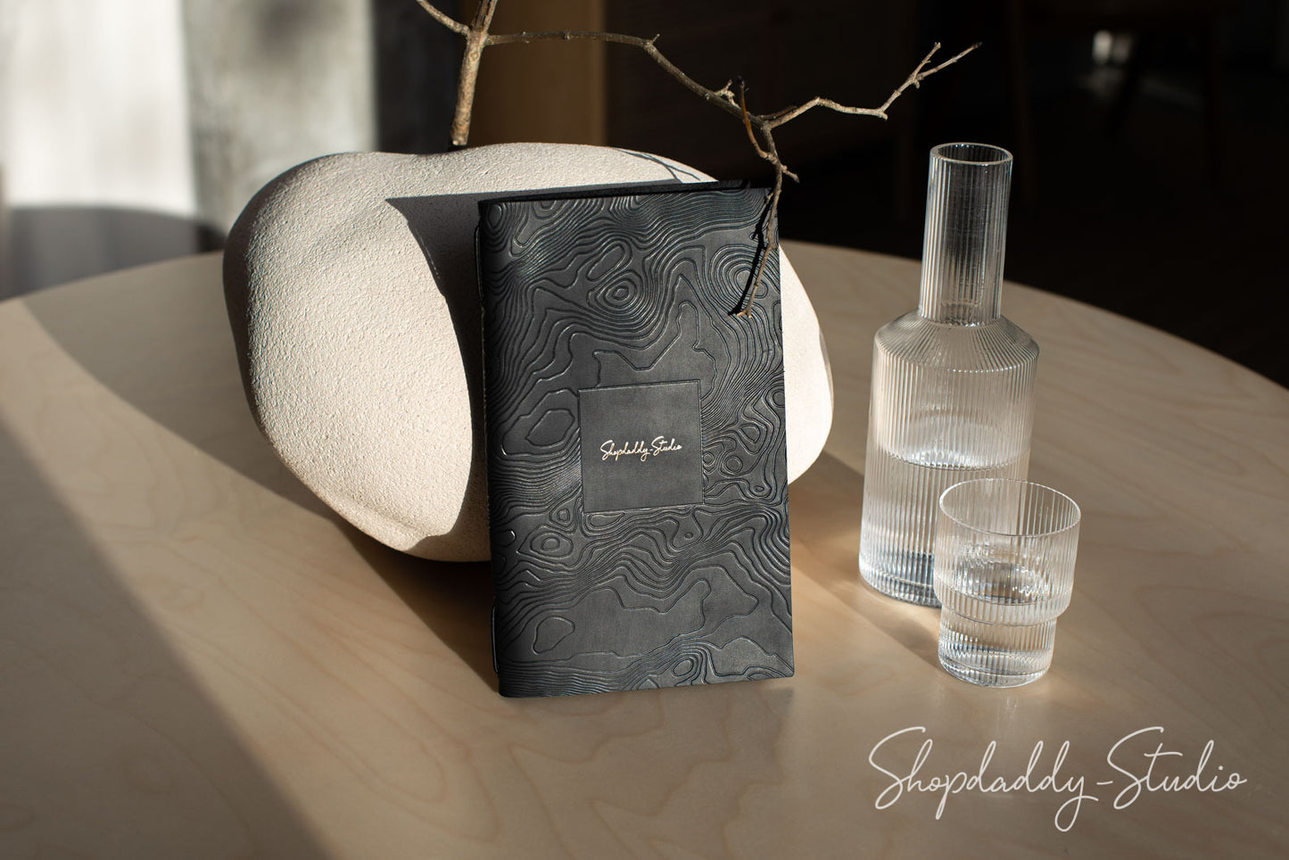 Custom Embossed leather Menu Holder black