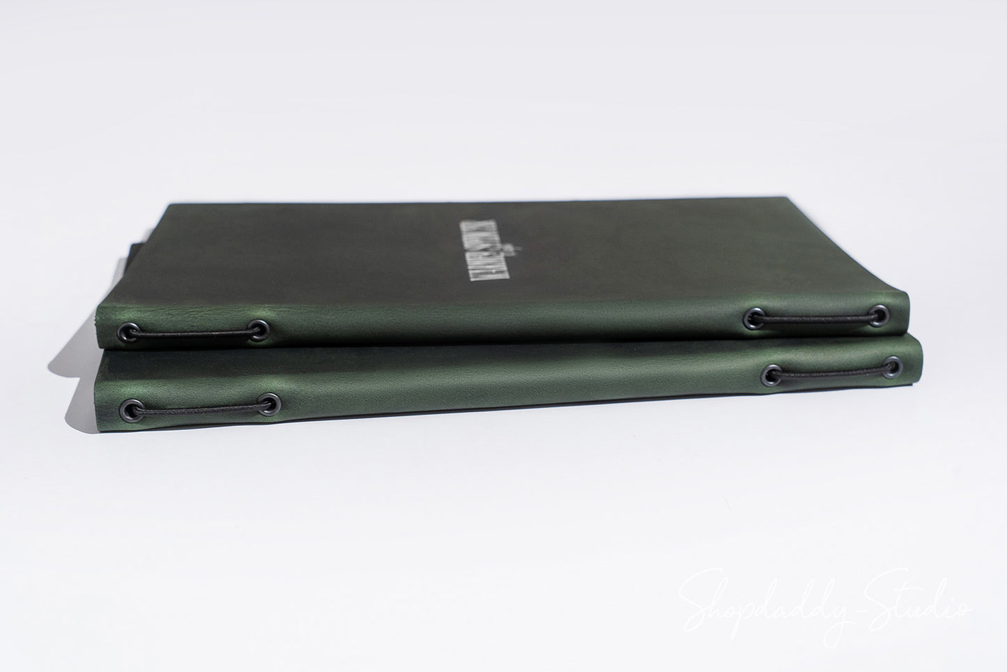 Custom Green Double Leather Menu Cover with Elastic Band