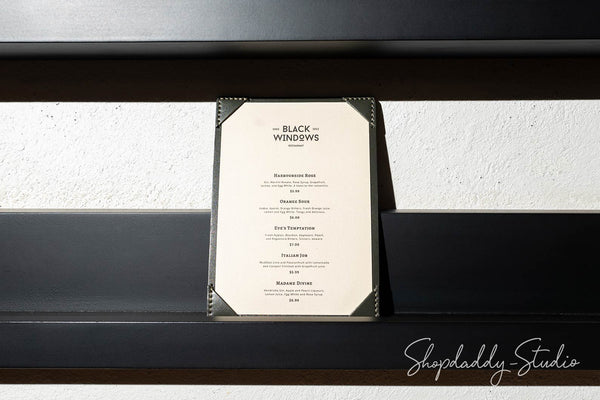 Custom Green Leather Holder with Corners for bar