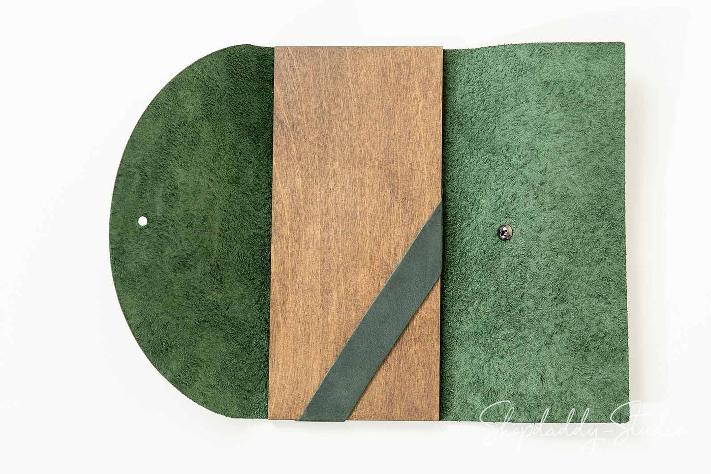Custom Green Serving Booklet with Button Stud for restaurant