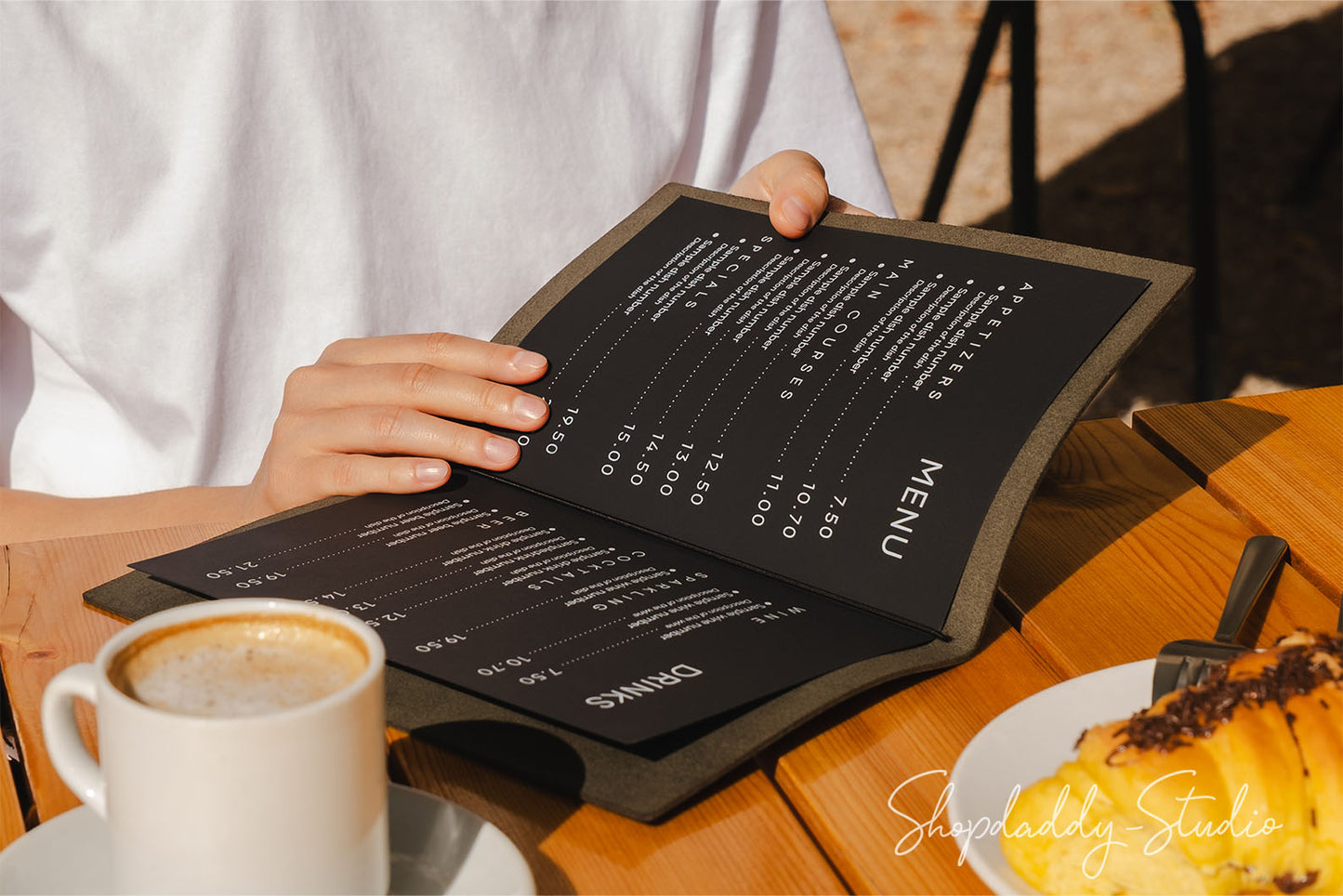 Custom Green Thick Leather Menu Cover with Elastic Band 