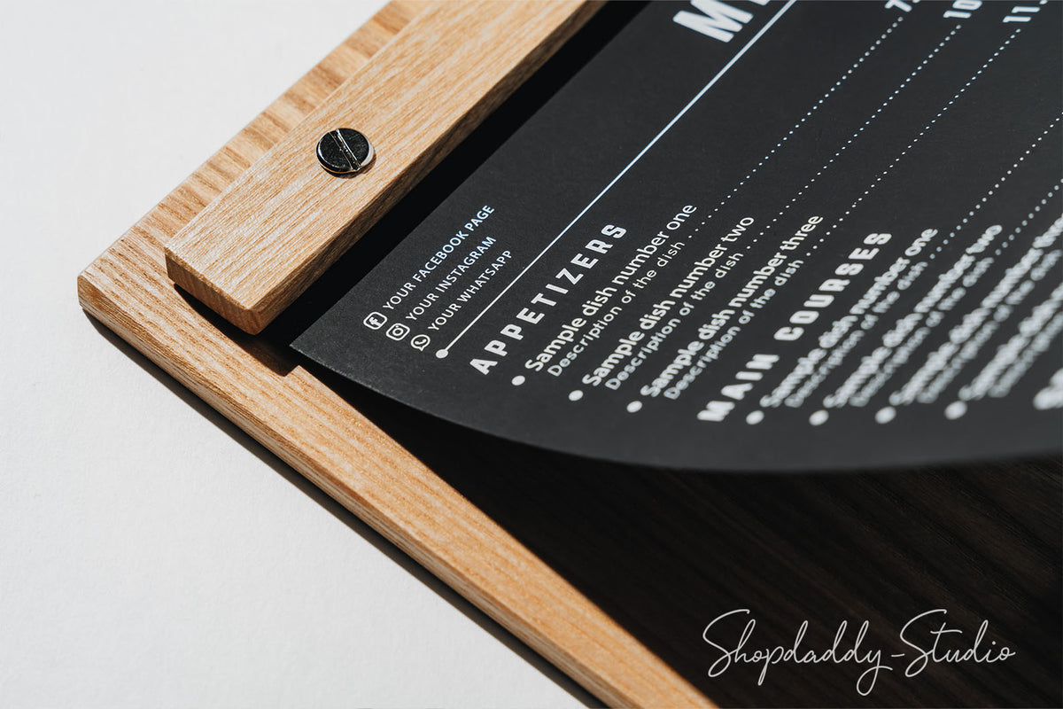 Custom Lacquer Wooden Menu Holder for wedding menu