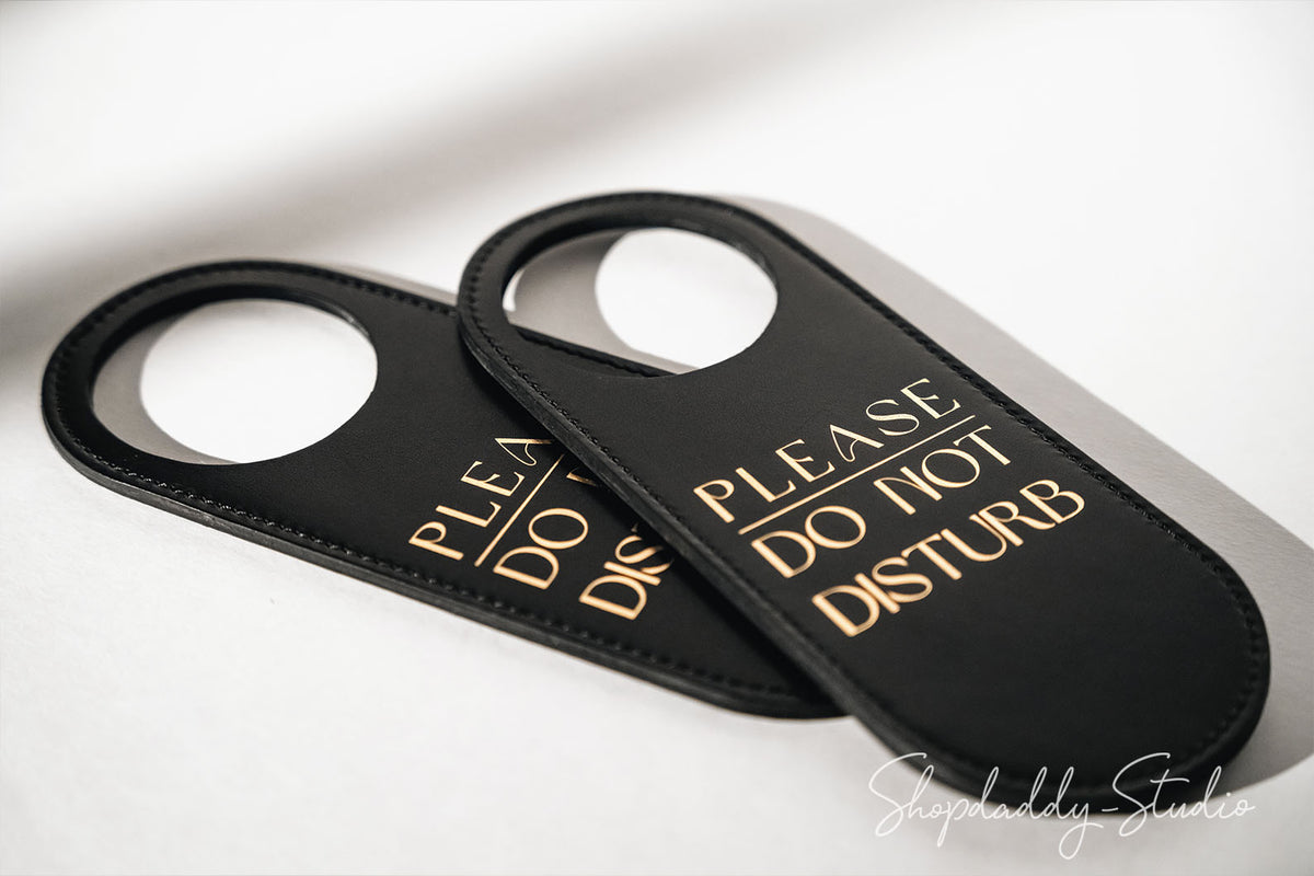 Custom Leather Do Not Disturb Door Sign for hotels with logo