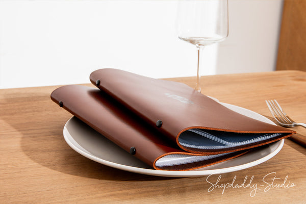 Custom Leather Menu Book With Sleeves for restaurant