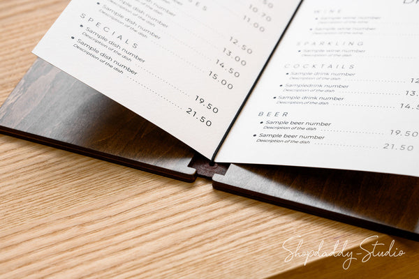 Custom Leather Menu Book with Elastic Band