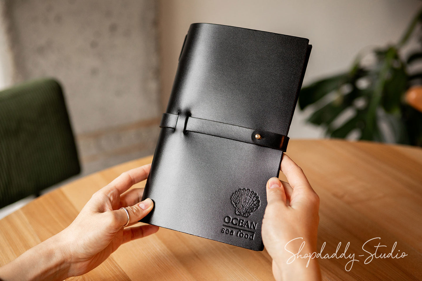 Custom Leather Menu Cover For Restaurant with logo