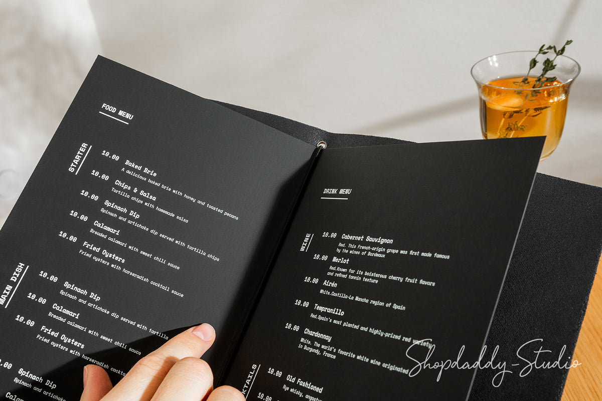 Custom Leather Menu Cover With Belt For Restaurant with logo