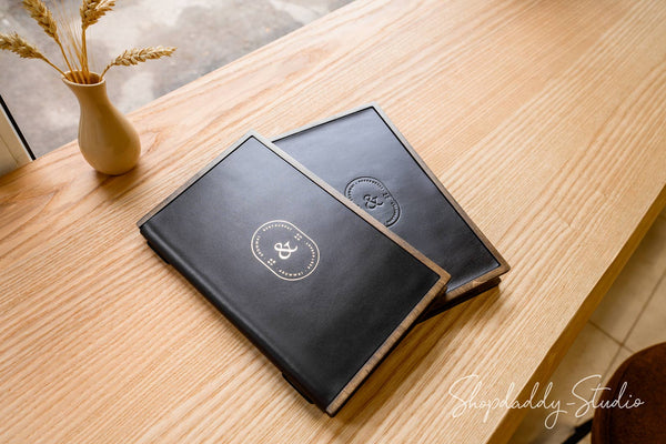 Custom Leather Menu Folder with Elastic Band