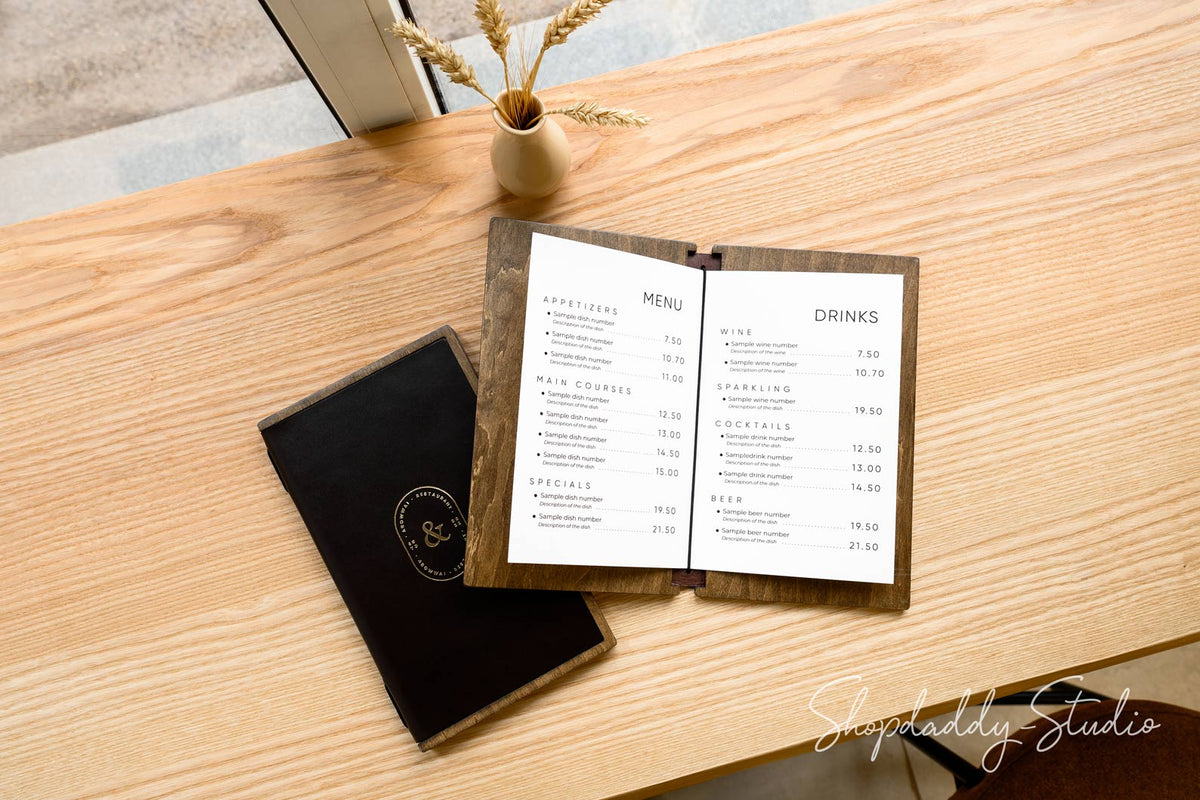 Custom Leather Menu Folder with logo