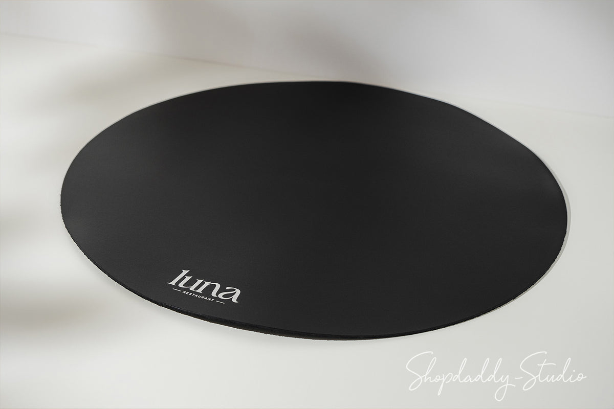 Custom Leather Round Table mat for bar