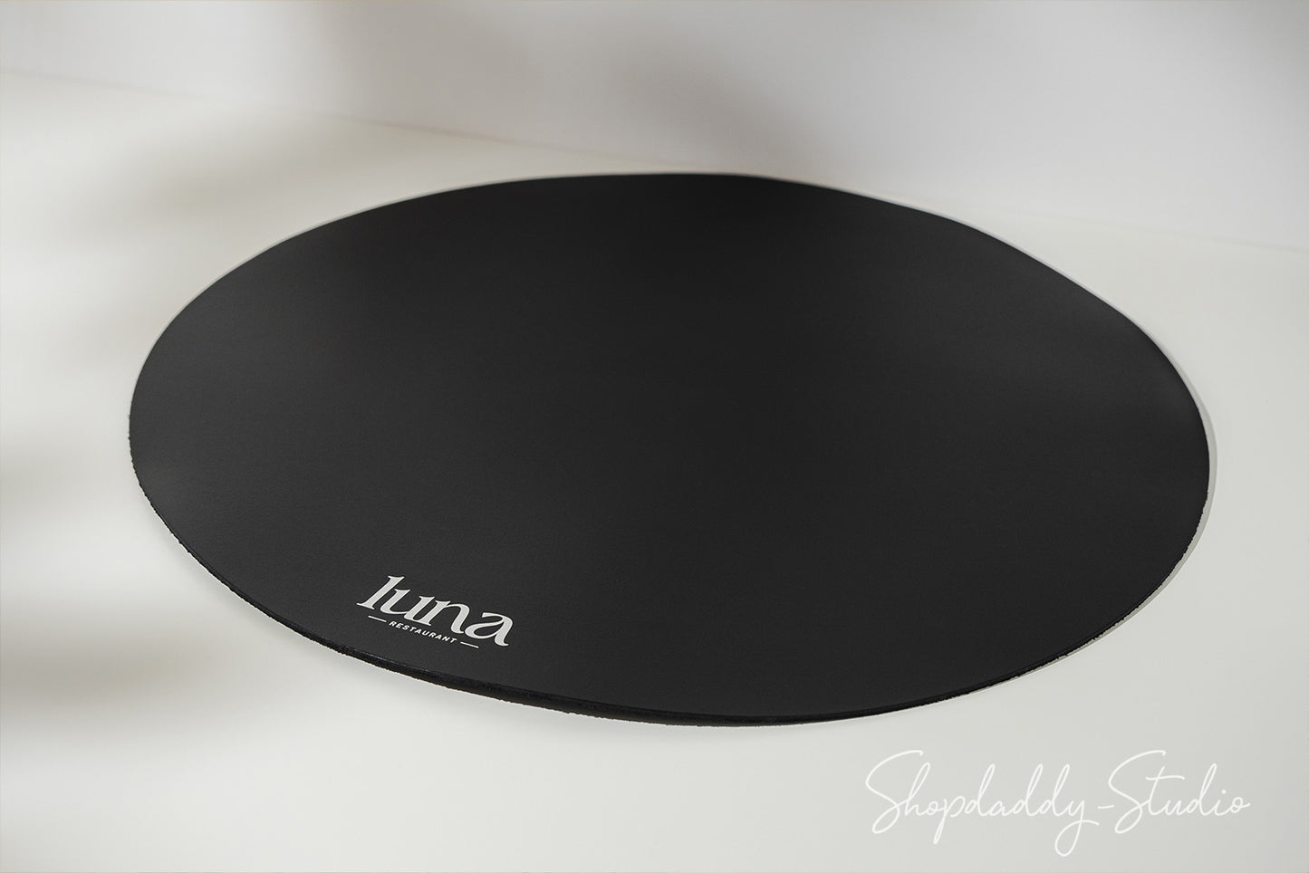 Custom Leather Round Table mat for bar