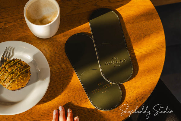 Custom Leather Rounded Check Presenter for cafe