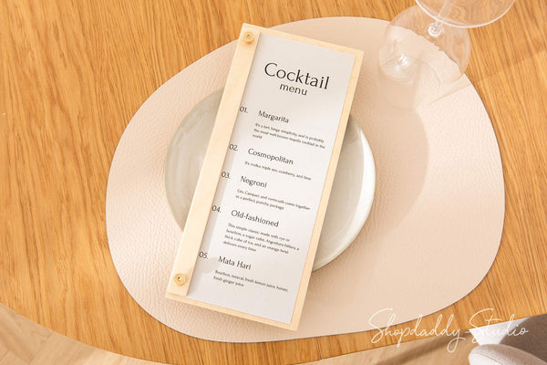 Custom Menu Board with Golden Screws for Restaurant