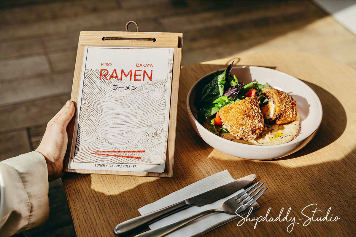 Custom Menu Board with Leather Lace for breakfast menu