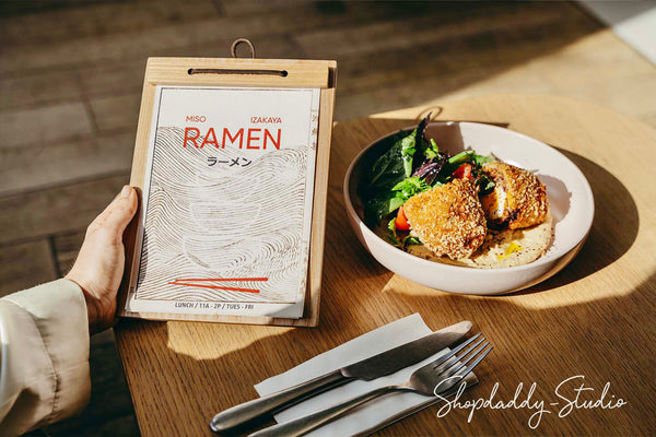 Custom Menu Board with Leather Lace for breakfast menu