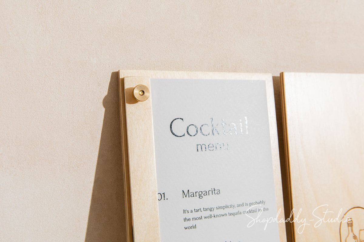Custom Menu Holder with Golden Screws
