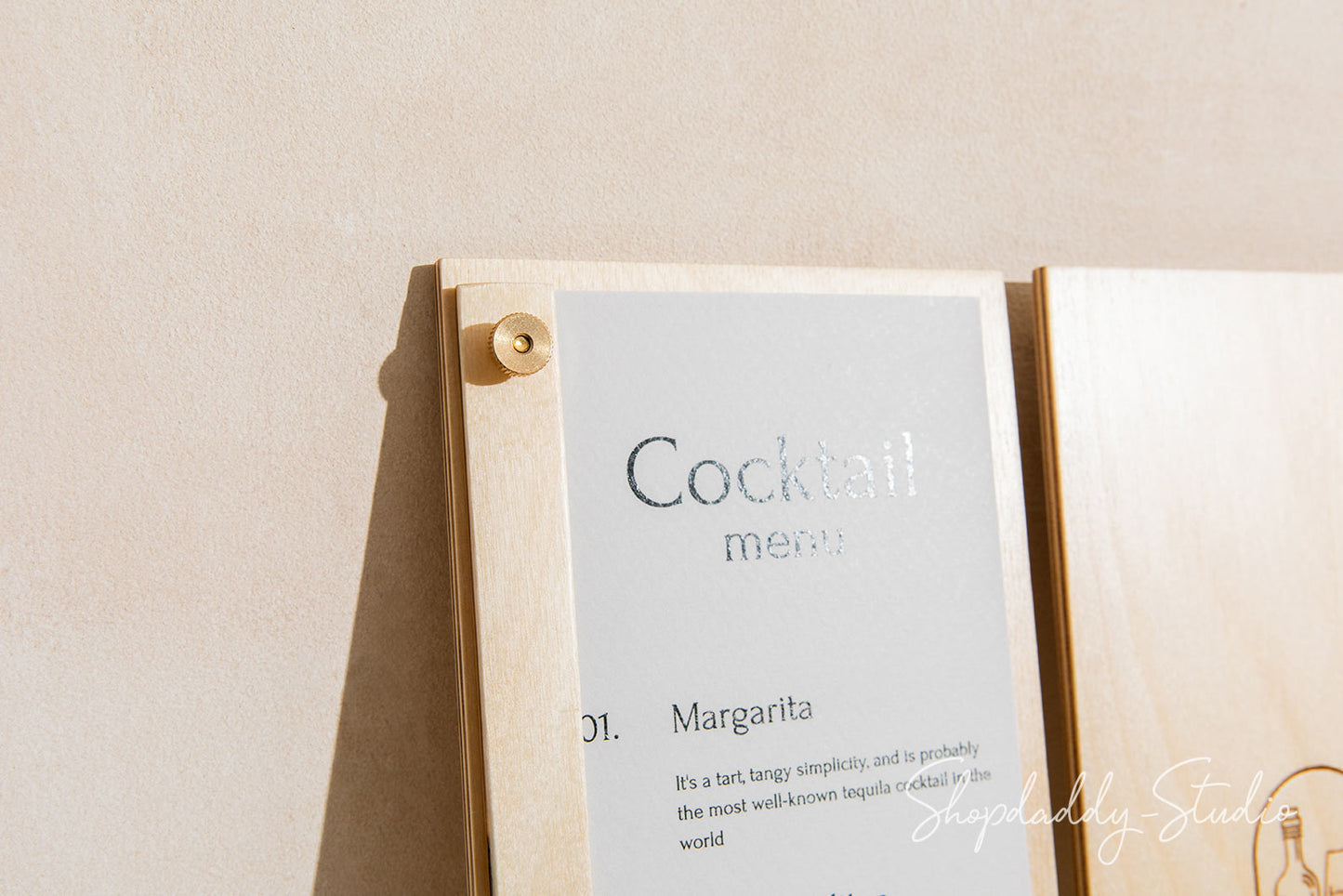 Custom Menu Holder with Golden Screws