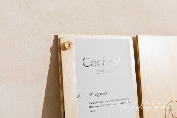 Custom Menu Holder with Golden Screws