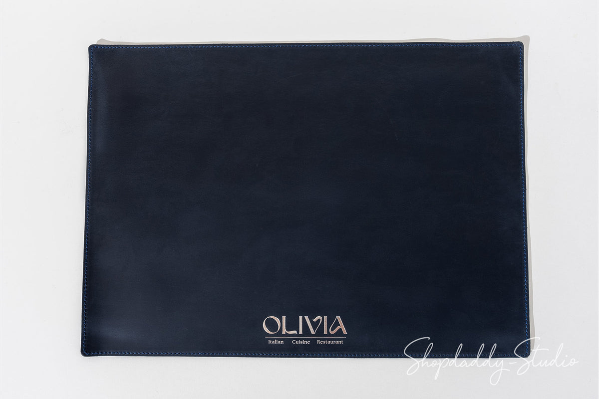Custom Navy Blue Leather Dining Table mat for cafes