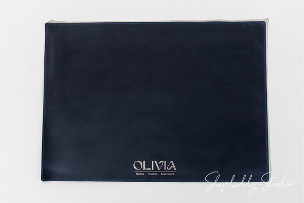 Custom Navy Blue Leather Dining Table mat for cafes