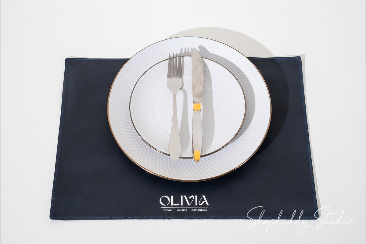 Custom Navy Blue Leather Dining Table mat for restaurants