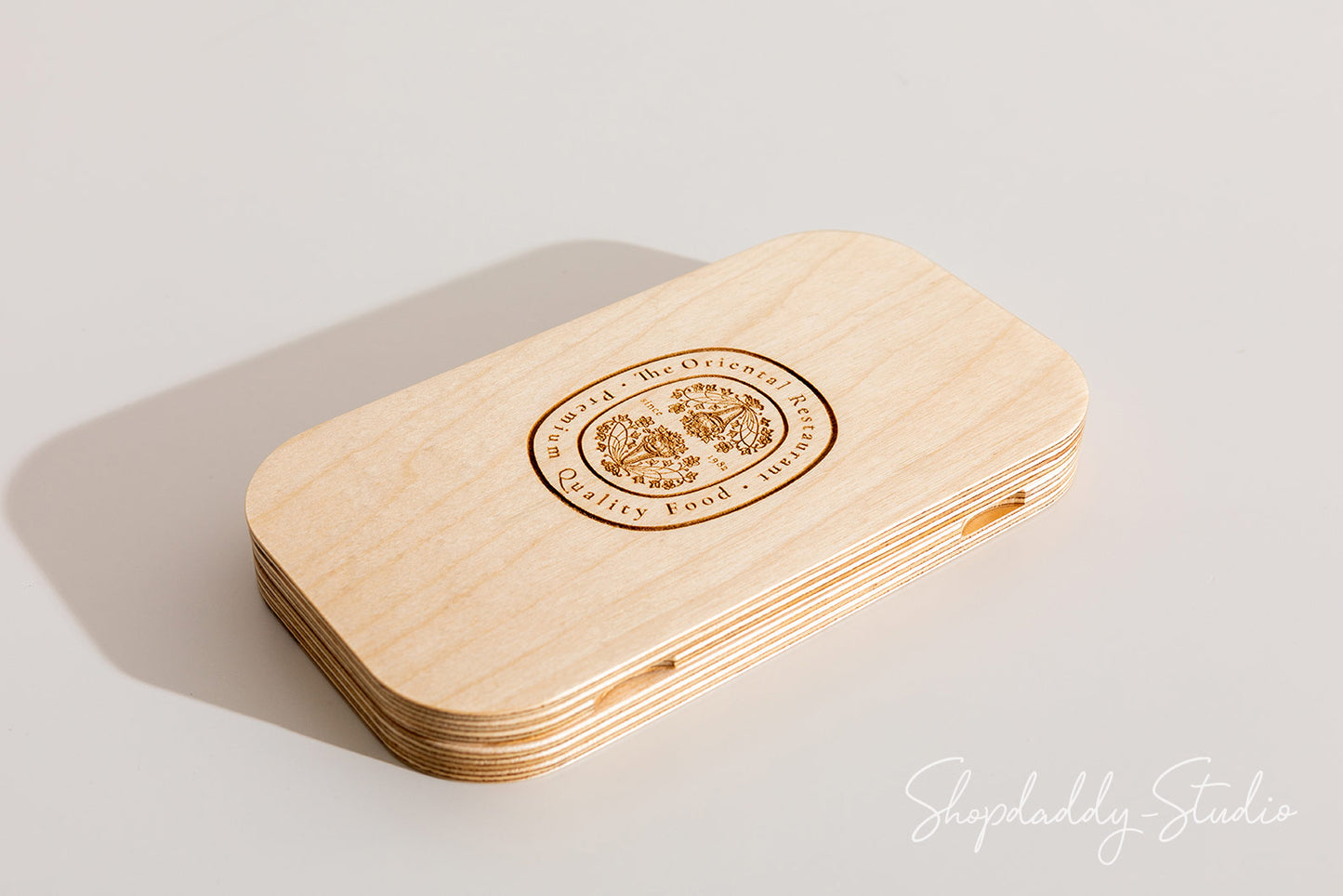 Custom Oval Wood Check Holder Box With Magnets for restaurant