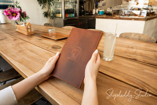 Custom_Rusty_Leather_Menu_Book_with_Plastic_Sleeves