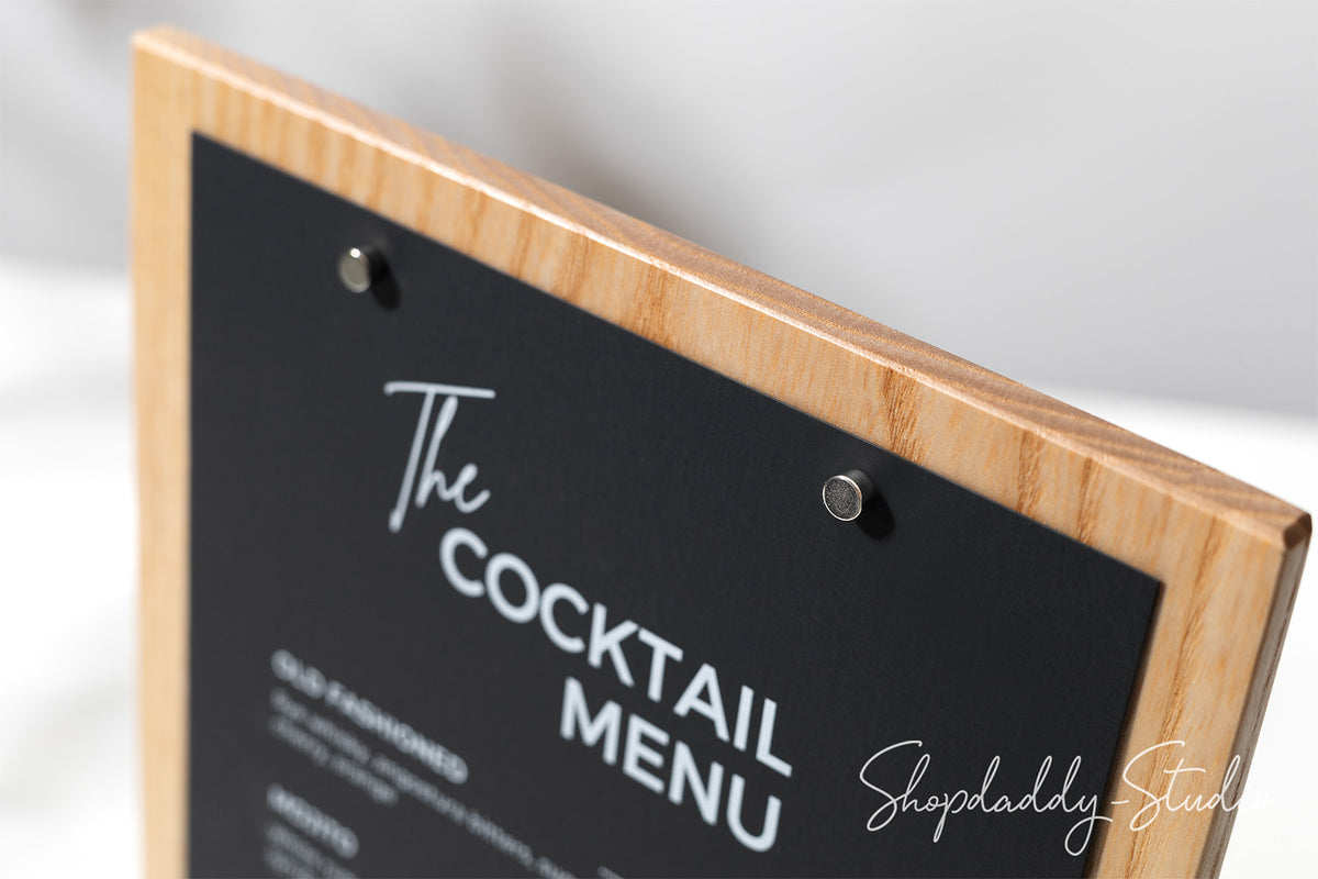 Custom Table Sign Wooden Angled Table Stand with Magnets