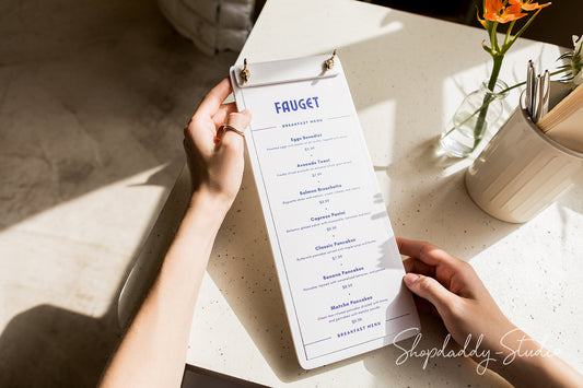 Custom White Menu Board with Metal Screws