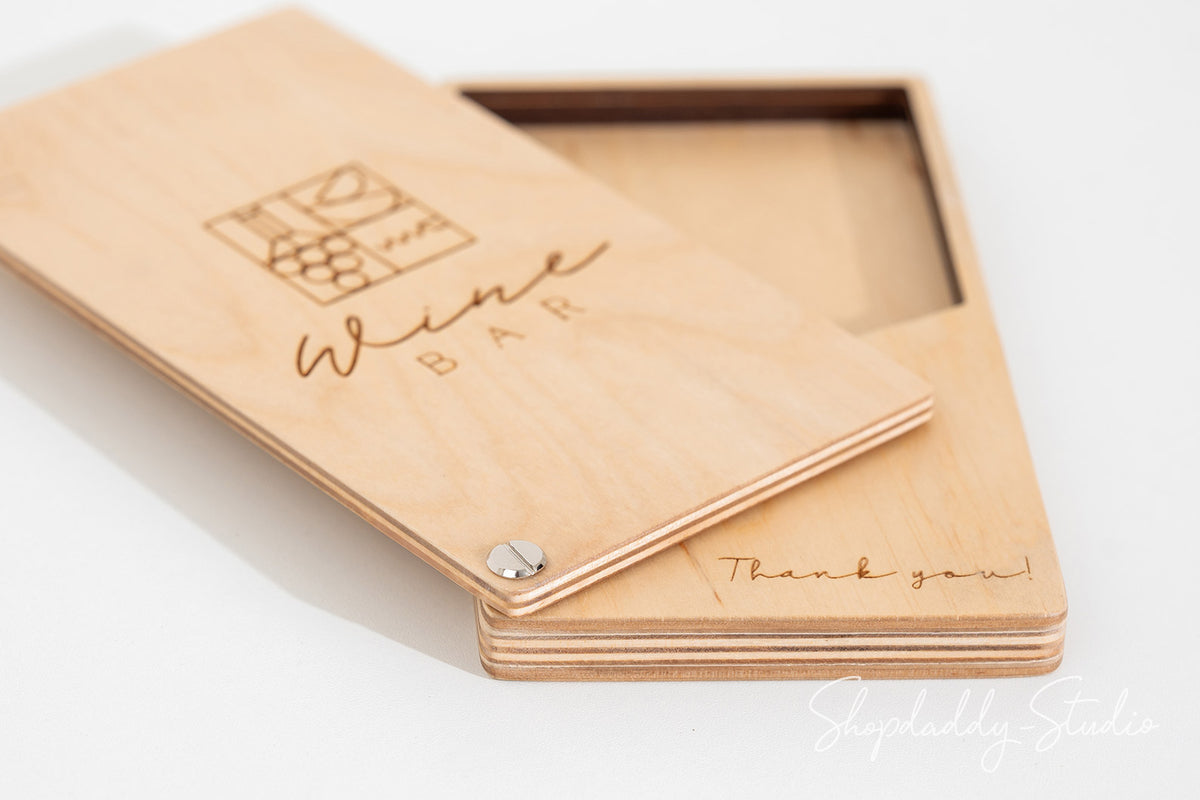 Custom Wood Check Holder Box with Rotating Lid for restaurant