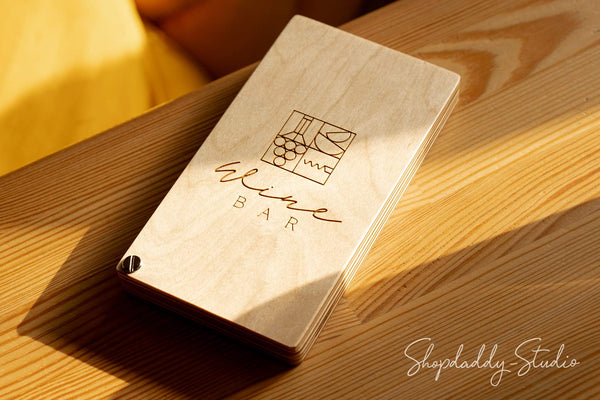 Custom Wood Check Presenter Box with Rotating Lid for restaurant