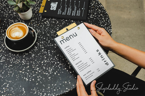 Custom Wood Menu Board With Brass Wall Mount for drink menu