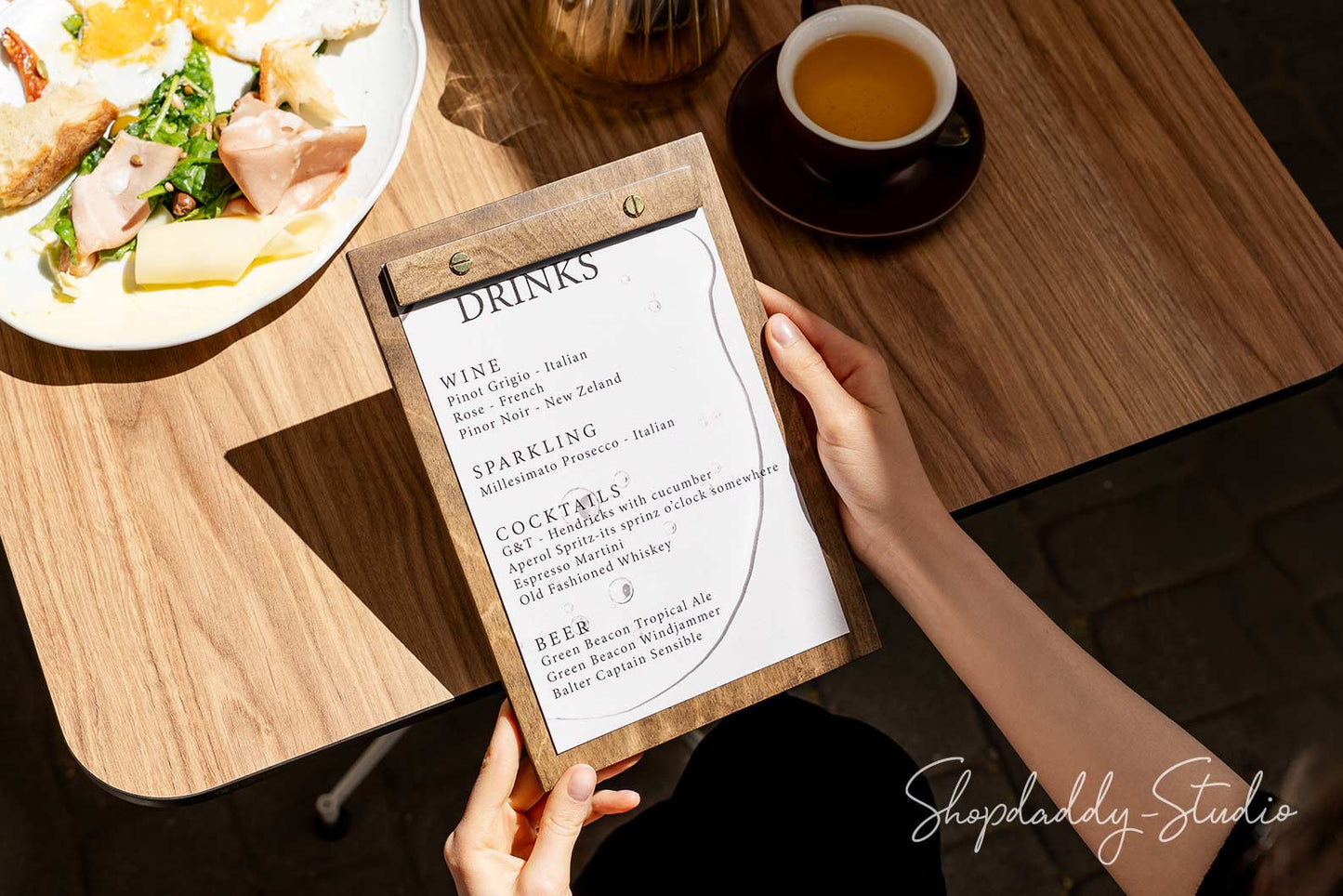 Custom Wooden Menu Board for Cafe
