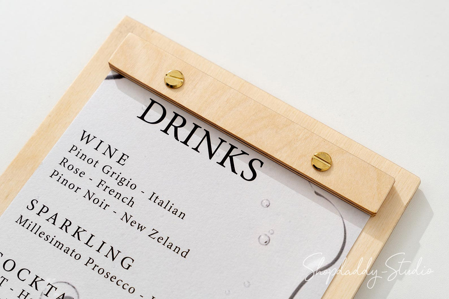 Custom Wooden Menu Board for drinks