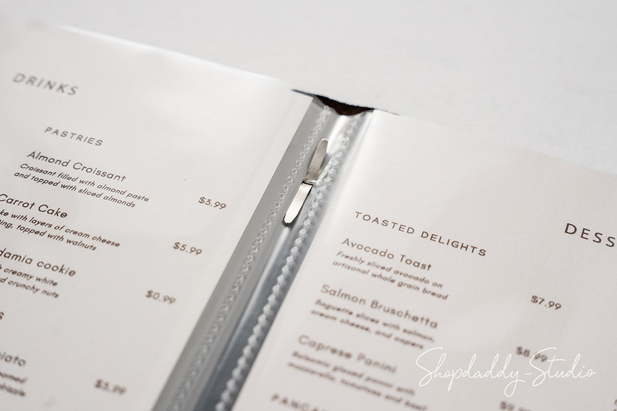 Custom Wooden Menu Cover With Plastic Sleeves for cafe