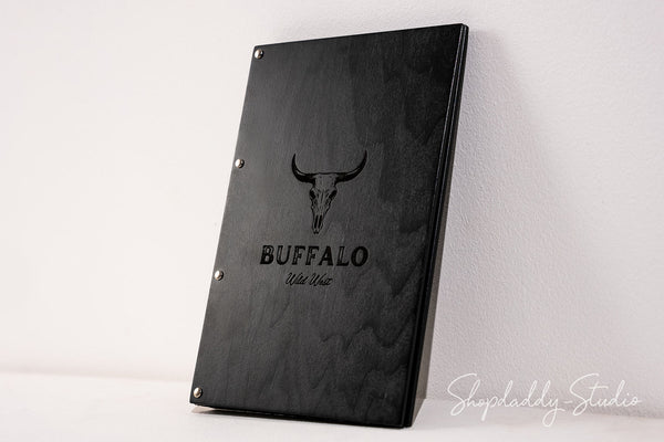 Custom Wooden Menu Folder With Plastic Sleeves for cafe