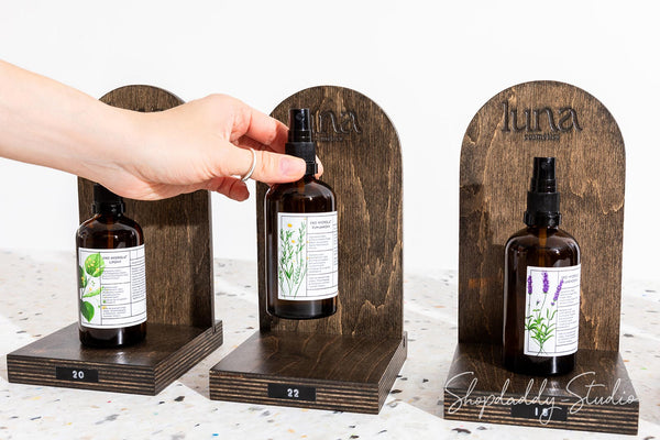 Custom Wooden Product Display Stand for Retail with logo
