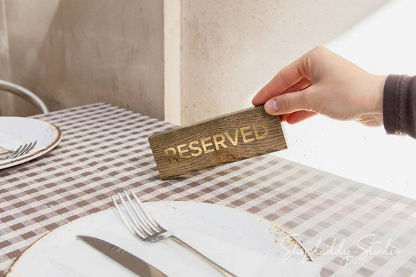 Custom Wooden Reserved Sign With Gold Debossing for restaurant